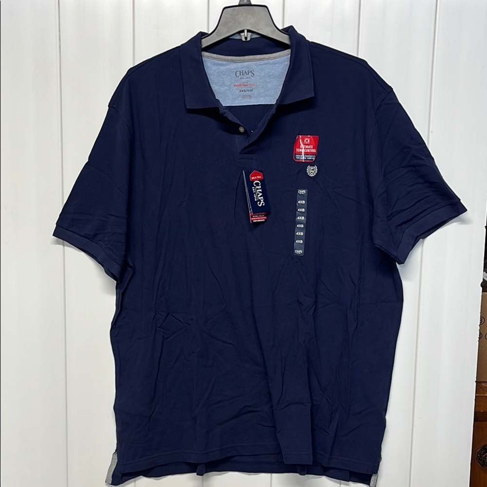 NWT Chaps Blue Polo Classic Short-Sleeve Shirt 4XB